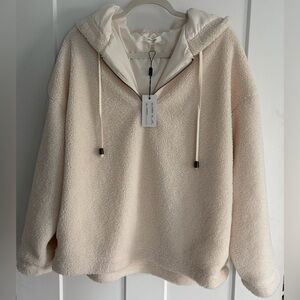 Cable & Gauge Studio Cream Sherpa Fleece Hoodie